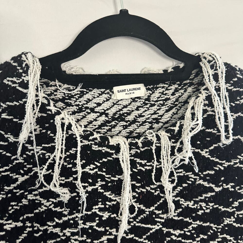 Saint Laurent Cropped Jacquard Sweater Natural Black Small - Picture 8 of 8